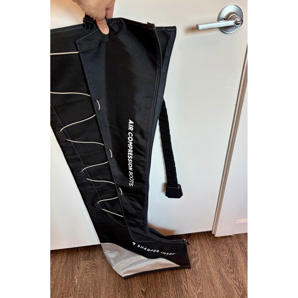 Sharper Image Air Compression Boots Recovery System Black Silver Leg Massager